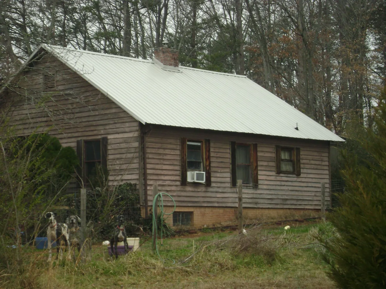 White metal roof on an old wood sided farmhouse, from a Asphalt Shingle Roof Repair job in Quitman